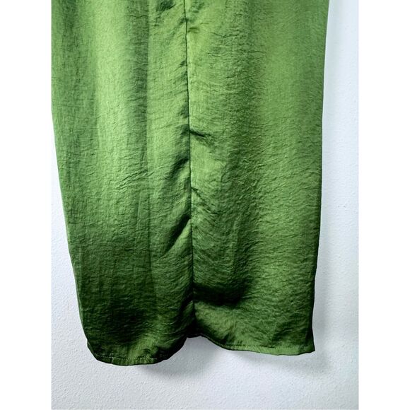 Nordstrom Rack Favlux Green Faux Wrap Shimmer Maxi Skirt Size Large - Picture 9 of 16